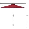 9 Feet Patio LED Solar Umbrella with Crank - Dark Red