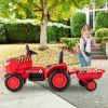 12V Kids Ride On Tractor with Trailer and Remote Control - Red