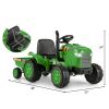 12V Kids Ride On Tractor with Trailer and Remote Control - Green