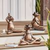 1pc Miniature Meditation Yoga Frog Resin Statue, For Desktop Living Room Bedroom Office Book Shelf Garden Outdoor Decoration, Home Decoration - muse