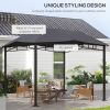 Outsunny 10' x 10' Soft Top Patio Gazebo Outdoor Canopy with Unique Geometric Design Roof, All-weather Steel Frame, Gray - as Pic