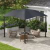 Outsunny 10' x 10' Soft Top Patio Gazebo Outdoor Canopy with Unique Geometric Design Roof, All-weather Steel Frame, Gray - as Pic