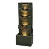 39.3inches High Concrete Modern Water Fountain with LED Lights for Home Garden Backyard Decor - 39.3inches