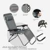 2PC Zero Gravity Patio Adjustable Folding Reclining Chair with Pillow, Grey - KM0684-G