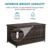 120 Gal. Outdoor Wicker Storage Box Waterproof, Resin Rattan Deck Box for Patio Garden Furniture, Outdoor Cushion Storage - Brown