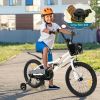 18 Inch Kids Bike with Kickstand and Coaster Brake for 4-8 Years Old - Black & White