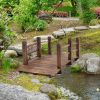 5 ft Wooden Garden Bridge Arc Stained Finish Footbridge with Railings for your Backyard, Stained Wood - Stained Wood