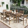 [Not allowed to sell to Wayfair] Acacia Wood Outdoor Dining Table And Chairs Suitable For Patio; Balcony Or Backyard - Burly Wood