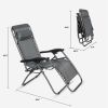 2PC Zero Gravity Patio Adjustable Folding Reclining Chair with Pillow, Grey - KM0684-G