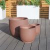 Garden Patio Faux Cement Pattern Planters Set of 3 with Drainage Holes - Brown