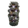 Outdoor Fountain 40.5inches High Rocks Outdoor Water Fountain with LED Lights - 40.5inches