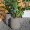 Outdoor Garden Faux Cement Pattern Planters Set of 3 with Drainage Holes - Grey