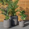 Outdoor Garden Faux Cement Pattern Planters Set of 3 with Drainage Holes - Grey