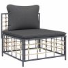 6 Piece Patio Lounge Set with Cushions Anthracite Poly Rattan - Anthracite