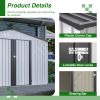 10X8 FT Outdoor Storage Shed, All Weather Metal Sheds with Lockable Doors, Tool Shed for Garden, Patio, Backyard, Lawn, Grey - as Pic