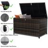 120 Gal. Outdoor Wicker Storage Box Waterproof, Resin Rattan Deck Box for Patio Garden Furniture, Outdoor Cushion Storage - Brown