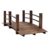 5 ft Wooden Garden Bridge Arc Stained Finish Footbridge with Railings for your Backyard, Stained Wood - Stained Wood