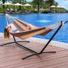 Double Hammock with Space Saving Steel Stand Includes Portable Carrying Case and Head Pillow, 450 Pounds Capacity - Light Rainbow Stripes