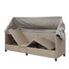 4 Piece UV-Proof Resin Wicker Patio Sofa Set with Retractable Canopy, Cushions and Lifting Table - Brown