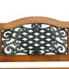 49" Garden Bench Outdoor Patio Park Chair Furniture Hardwood Slats Cast Iron Frame - as pic