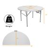 48inch Round Folding Table Outdoor Folding Utility Table White - White Table Top and Gray Plastic-Sprayed Steel Pipe