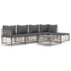 6 Piece Patio Lounge Set with Cushions Anthracite Poly Rattan - Anthracite