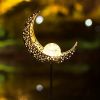 1pc Solar Lawn Light; Outdoor Moon Stake Metal Lights; Waterproof Warm White LED For Lawn Patio Courtyard Decoration - 1