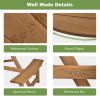 6-person Round Wooden Picnic Table with Umbrella Hole and 3 Built-in Benches - Dark Brown