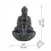 24x20.5x34" Dark Gray Buddha Statue Water Fountain, Indoor Outdoor Polyresin Fountain with Light - as Pic