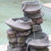 19x15x31.5" Indoor Outdoor Stone Water Fountain, 4-Tier Polyresin Cascading Rock Bowl Freestanding Fountain with LED Ligh - as Pic