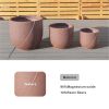 Garden Patio Faux Cement Pattern Planters Set of 3 with Drainage Holes - Brown