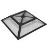 Portable Courtyard Metal Fire Pit with Accessories Black - black - square-shaped