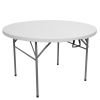 48inch Round Folding Table Outdoor Folding Utility Table White - White Table Top and Gray Plastic-Sprayed Steel Pipe