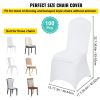 VEVOR 100 Pcs White Chair Covers Polyester Spandex Chair Cover Stretch Slipcovers for Wedding Party Dining Banquet Flat-Front Chair Covers - Default