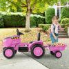 12V Kids Ride On Tractor with Trailer and Remote Control - Pink