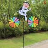 1pc, Outdoor Decoration Three-dimensional Biker Animal Fabric Windmill Traditional Nostalgic Toy Colorful Windmill - A Cow Animal Rides A Windmill