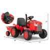 12V Kids Ride On Tractor with Trailer and Remote Control - Red