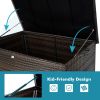 120 Gal. Outdoor Wicker Storage Box Waterproof, Resin Rattan Deck Box for Patio Garden Furniture, Outdoor Cushion Storage - Brown