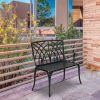 38in Outdoor Orchid Back Aluminum Bench Black - as picture