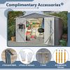 10X8 FT Outdoor Storage Shed, All Weather Metal Sheds withLockable Doors, Tool Shed for Garden, Patio, Backyard, Lawn, Grey - as Pic