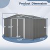 10X8 FT Outdoor Storage Shed, All Weather Metal Sheds withLockable Doors, Tool Shed for Garden, Patio, Backyard, Lawn, Grey - as Pic