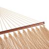 10 FT Double 2 Person Caribbean Rope Hammock, Hand Woven Polyester Hammock with Spreader Bars, 450 LBS Capacity, Tan - TAN