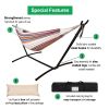 Double Hammock with Space Saving Steel Stand Includes Portable Carrying Case and Head Pillow, 450 Pounds Capacity - Light Rainbow Stripes