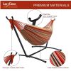 Double Hammock with Space Saving Steel Stand Includes Portable Carrying Case and Head Pillow, 450 Pounds Capacity - Red Rainbow Stripes